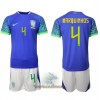 Officiële Voetbalshirt + Korte Broek Brazilië Marquinhos 4 Uit WK 2022 - Kids